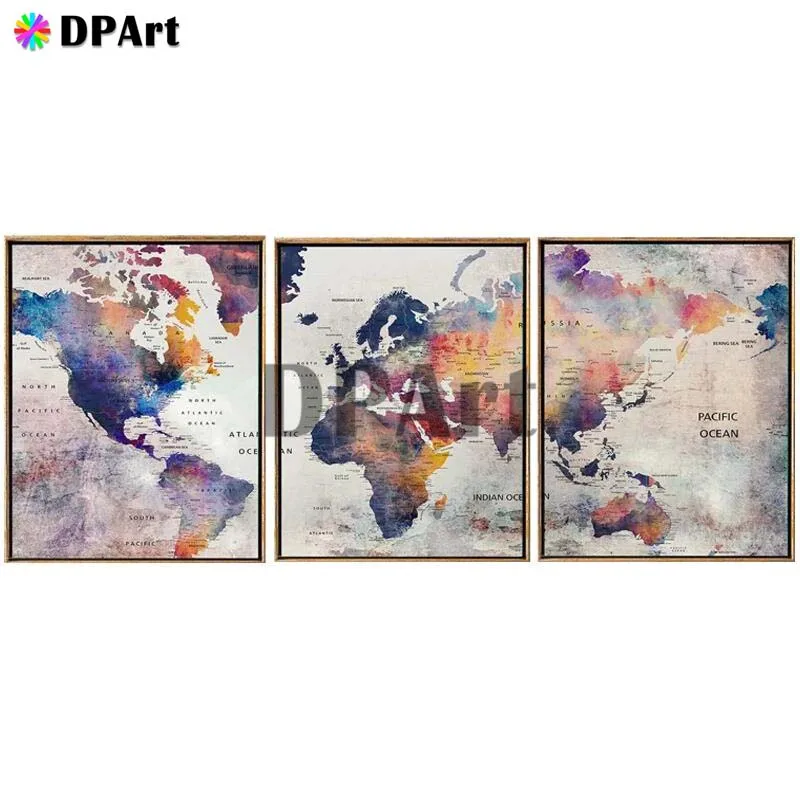 

3PCS Diamond Painting 5D Full Square/Round Drill Map Daimond Embroidery Painting Cross Stitch Mosaic Picture Wall Decor M1147