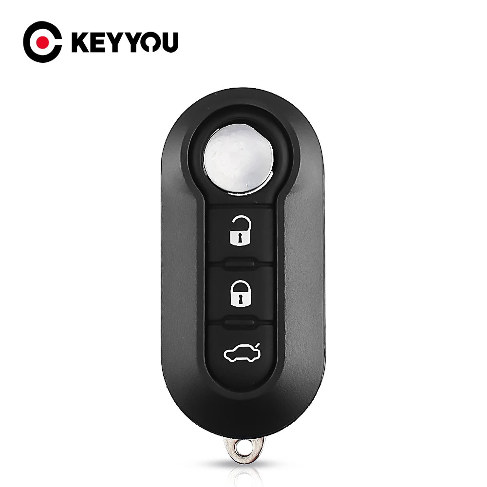 KEYYOU Flip 3 botones de carcasa de llave a distancia de coche caso en blanco para Fiat 500 Panda Punto Bravo para Citroen Peugeot Auto hoja sin cortar
