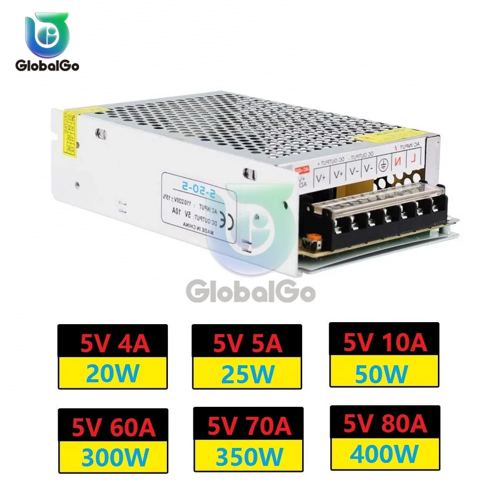 

Lighting Transformer AC110V 220V to DC 5V Switching Power Supply Adapter 4A 5A 10A 60A 20A 30A 70A 80A LED Strip Switch Driver