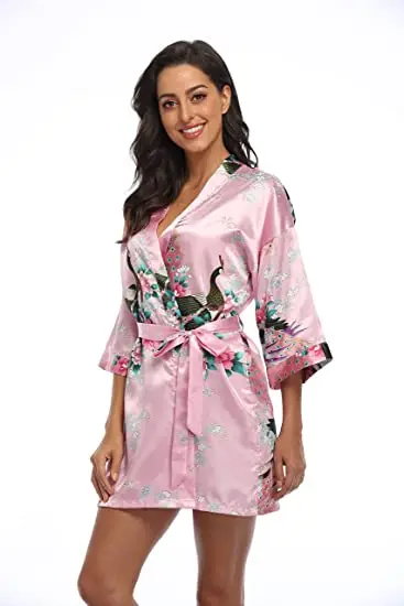 2015 Silk Kimono Robe Bathrobe Women Satin Robe Longue Femme For Women Night Sexy Robes Night Grow For Bridesmaid Summer