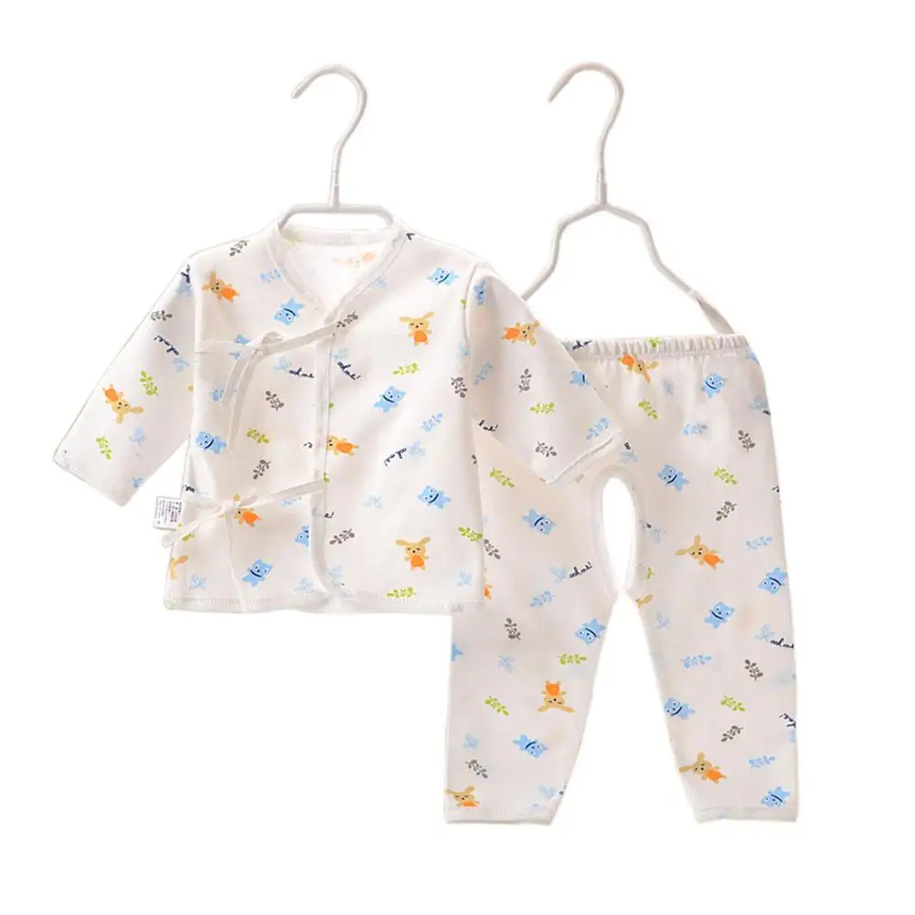 Kidlove Детские платья из хлопка с милым принтом для маленьких девочек и мальчиков комплект из топа и штанов - Цвет: yellow rabbit