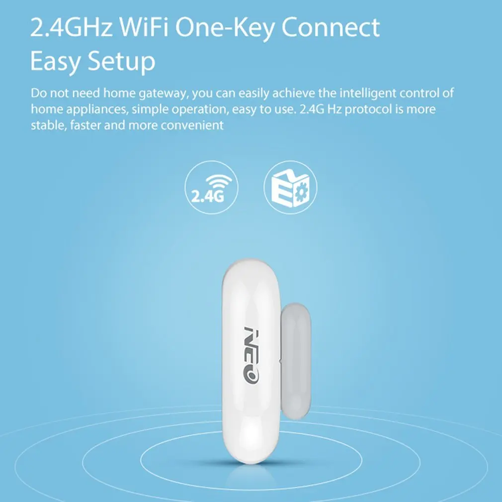 NAS-DS01W WiFi умный датчик окна двери без ступицы требуется Plug& Play Обеспечивает удаленный домашний мониторинг 2,4 ГГц WiFi сеть