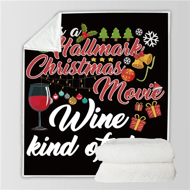 Christmas Watching Blanket Printed Double Velvet Home Sofa sherpa Christmas blanket Warm Fleece Camping Blanket Quilt As Gift - Цвет: picture color