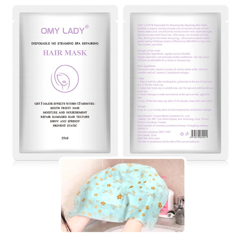 OMYLADY Disposable No Steaming Spa Repairing Hair Mask Keratin Repair Dry Damaged Automatic Repair Heating Hair Treatment Care OMYLADY Disposable No Steaming Spa Repairing Hair Mask Keratin Repair Dry Damaged Automatic Repair Heating Hair Treatment Care