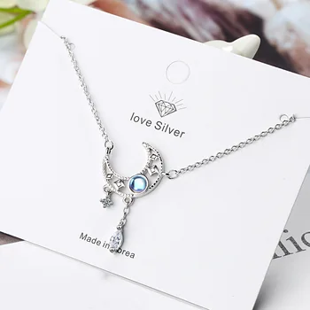 

Fashion Choker Necklaces for Women 925 Silver Opal Star Moon Charm Pendants Necklace Wedding dz848