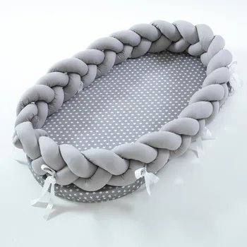 

Baby Bed Portable Grey Pink Crib Baby Babies Nest Cot Kids Cradle Children's Bed Bumper Sides In The Crib Newborn Room Decor