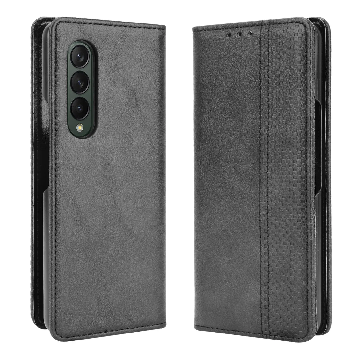Per Samsung Galaxy Z Fold 4 3 2 5G Custodia Vintage Slim Magnetic Book Flip Pu Leather Cover Pc Hard Back Phone Bags
