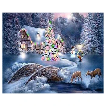 

Diamond Winter 5D DIY Diamond Painting Landscape Snow Full Square Picture Of Rhinestone Christmas Home Decor
