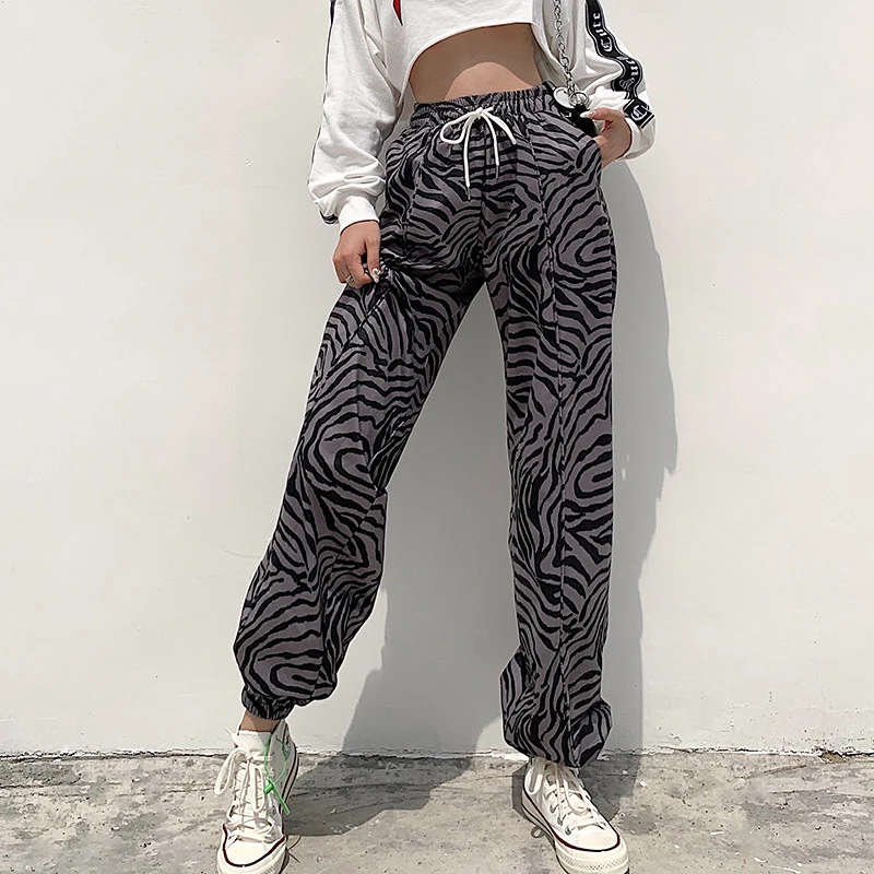 SEASONS Animal Zebra Print Casual Sweatpants Women High Waist Pants Capris Drawstring Baggy Joggers Pocket Trousers ASPA81634 SEASONS Animal Zebra Print Casual Sweatpants Women High Waist Pants Capris Drawstring Baggy Joggers Pocket Trousers ASPA81634