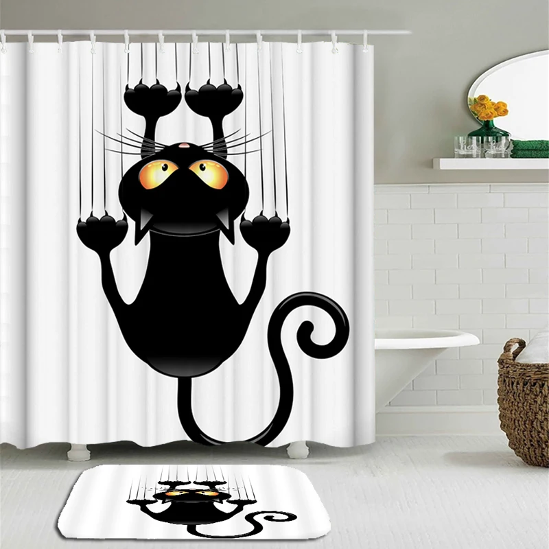 2 шт./компл. набор забавных штор для душа с кошками милая высококачественная ткань