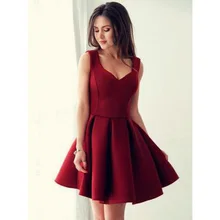 Мини платья с v-образным вырезом для девочек, короткий атласный платье без рукавов на молнии