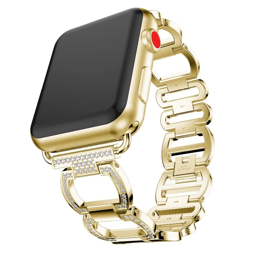 Для Apple Watch, серия 5, 4, 3, 2, 1, 44 мм, 40 мм, 42 мм, 38 мм, женские часы из нержавеющей стали с бриллиантами, браслет, дамский браслет для iWatch