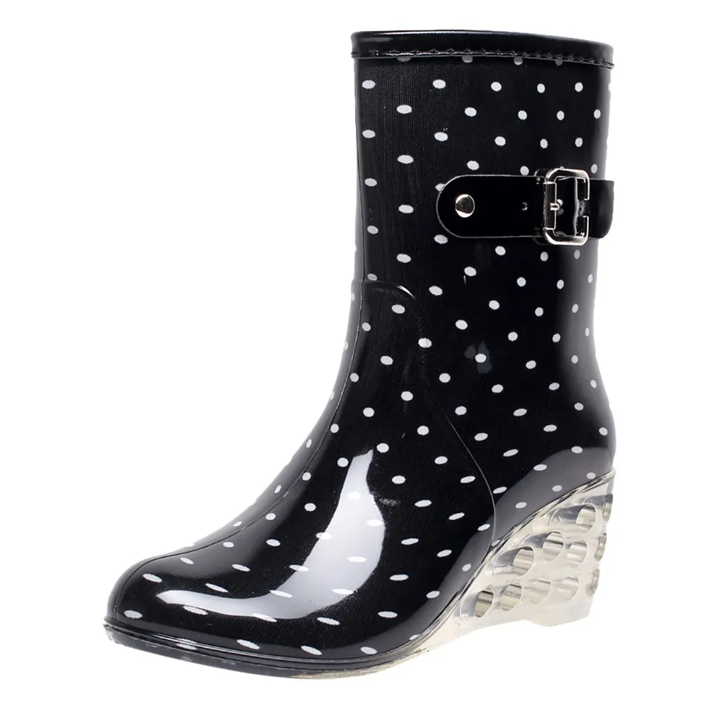 Непромокаемые сапоги зимние сапоги до середины икры в стиле панк женские нескользящие резиновые сапоги до середины икры водонепроницаемая обувь на танкетке для улицы женская обувь, zapatos de mujer