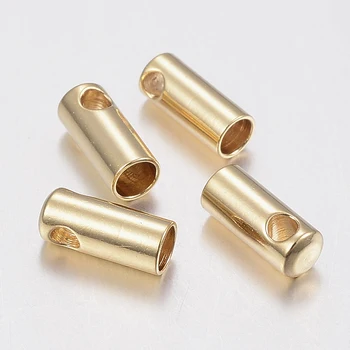 

100pcs Stainless Steel Golden Cord End Caps Column Tube