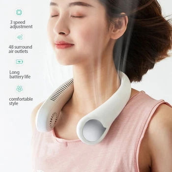 

Mini USB Rechargeable Air Cooling Neck Fan Bladeless Hanging Neck Fan Air Cooler Neckband Fans Strong Wind