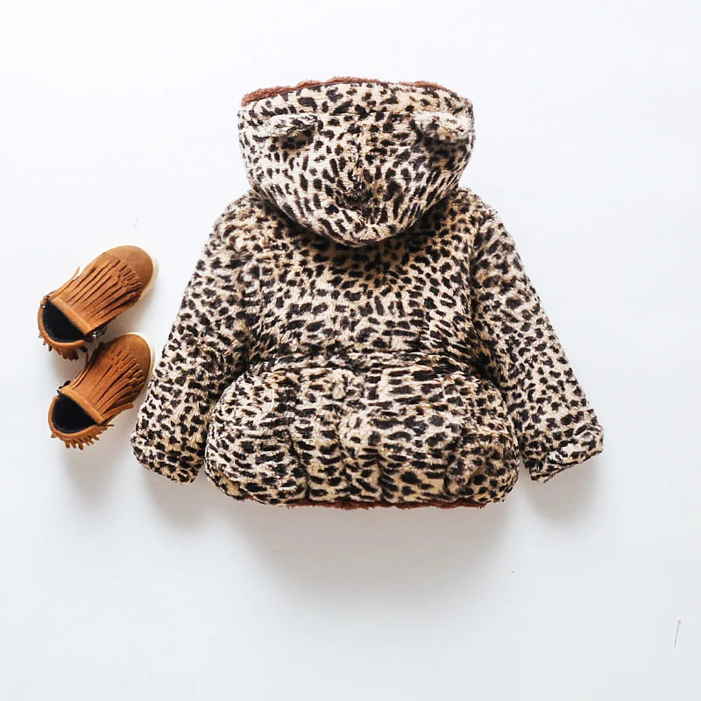 Детская куртка коллекция года, зимняя куртка для девочек, пальто детская теплая хлопковая верхняя одежда с капюшоном и леопардовым принтом плотное пальто для мальчиков детская одежда, L30830