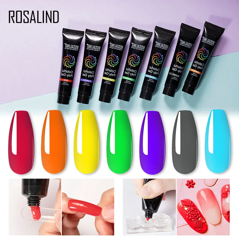  ROSALIND Crystal Poly Gel nail polish For Nail art degisn extension Colorful Builder gel manicure s