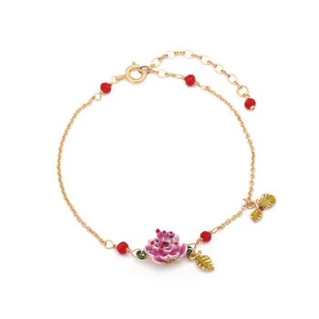 

Lilac Rose Flower Garden Women Enamel glaze Bracelet