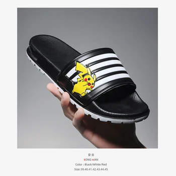 

Summer men slippers cartoon fashion outdoor daily men slippers black white slip-on men slippers beach non-slip rubber slippers