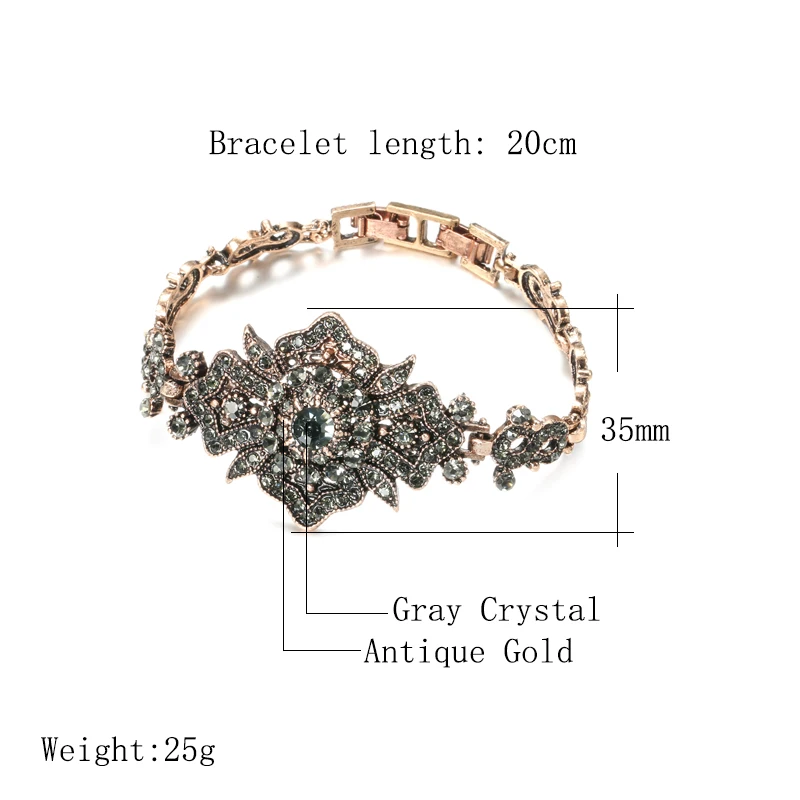 Charm Bracelet Crystal Bracelet Kinel Charm Boho Women Link Bracelet Ethnic Wedding Bridal Vintage Jewelry Russia Accessories