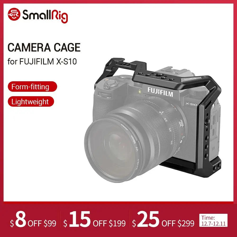 

SmallRig DSLR Camera Cage Housing Case Cold Shoe 1/4'' Arri Hole for FUJIFILM X-S10 Camera 3087