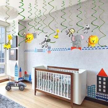 

30PCS Jungle Animals Hanging Swirl Pendant Forest Theme Birthday Party Baby Shower Festival Ceiling Hanging Decoration Supplies