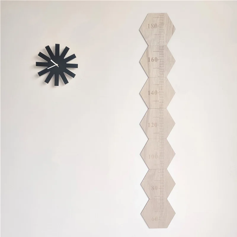 80-180CM Wooden Growth Chart Ruler for Boys Girls Kids Height Measure School Nursery Room Decorations Ruler Sticker Wall Decal