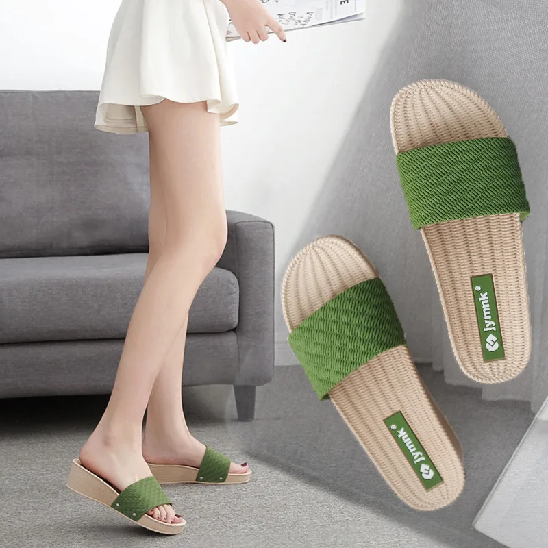 

Jymnk Summer New Style Sandals Anti-slip Wear-Resistant Thick Bottomed Semi-high Heeled Versatile Indoor Soft-Sole Indoors And O