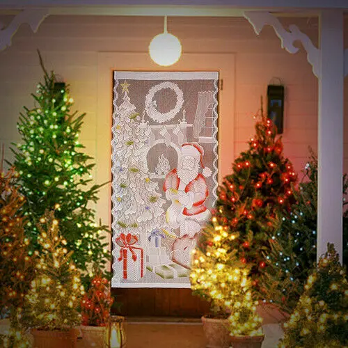 Рождество Шторы белое кружевное окном прямая Рождественский свитер с изображением снеговика Настенный декор Гостиная Спальня Кухня шторы, домашний текстиль - Цвет: Белый