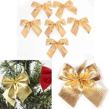 

12pcs Christmas Tree Bow Decoration Baubles Christmas New Year Ornaments Santa Claus Decoration Supplies Red Gold Silver On Sale