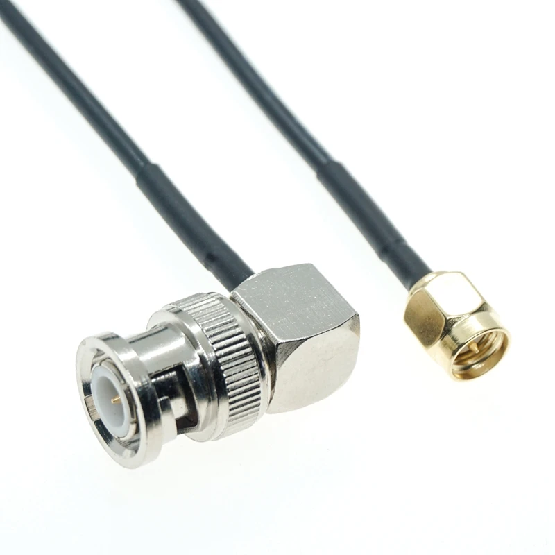 SMA Male To BNC Male Right Angle Connector Adapter Rf Pigtail Coaxial Rg174 Jumper Cable