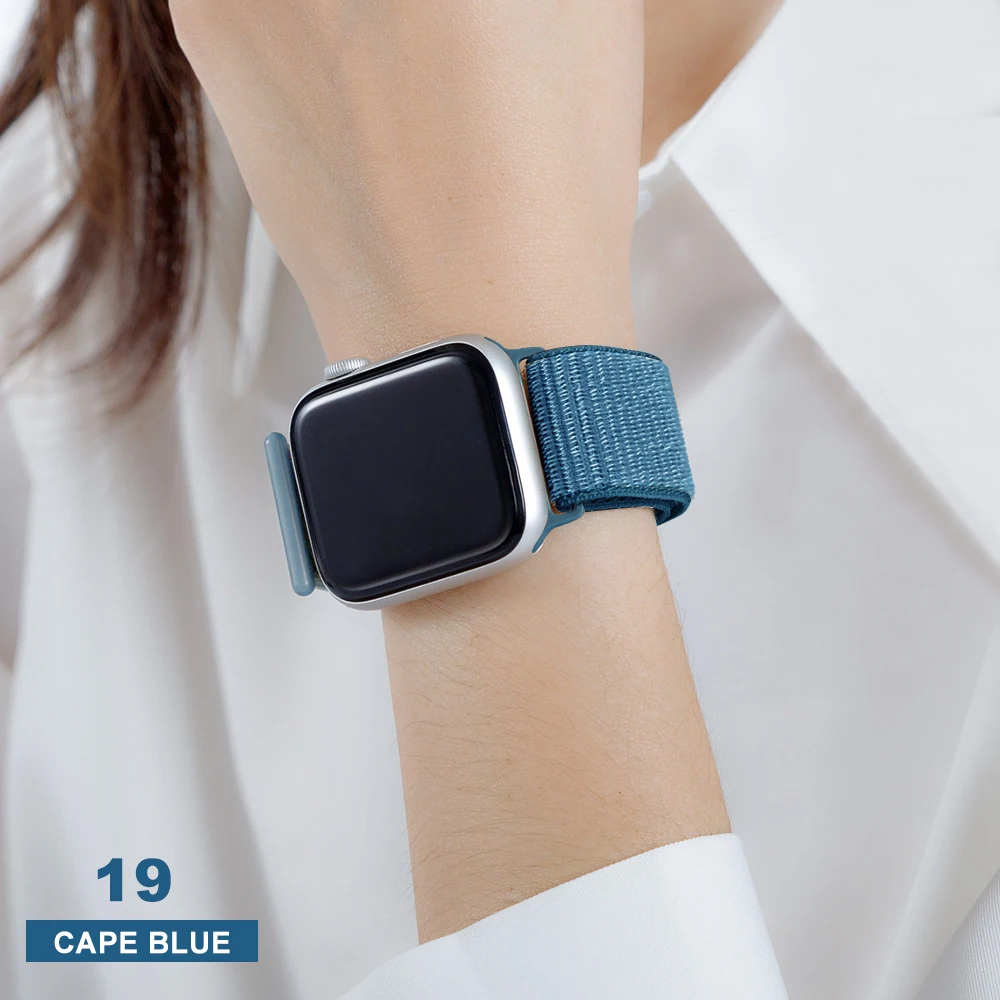 Cape Blue Тканый нейлоновый ремешок для apple Series 5, ремешок для часов 42 мм, 44 мм, 38 мм, 40 мм, спортивный нейлоновый браслет для iwatch 4/3/2/1 - Цвет ремешка: Cape Blue