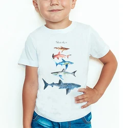 2022 nova moda verão tubarão impressão camiseta crianças harajuku baleia design curto mangas compridas menina e menino em torno do pescoço algodão t