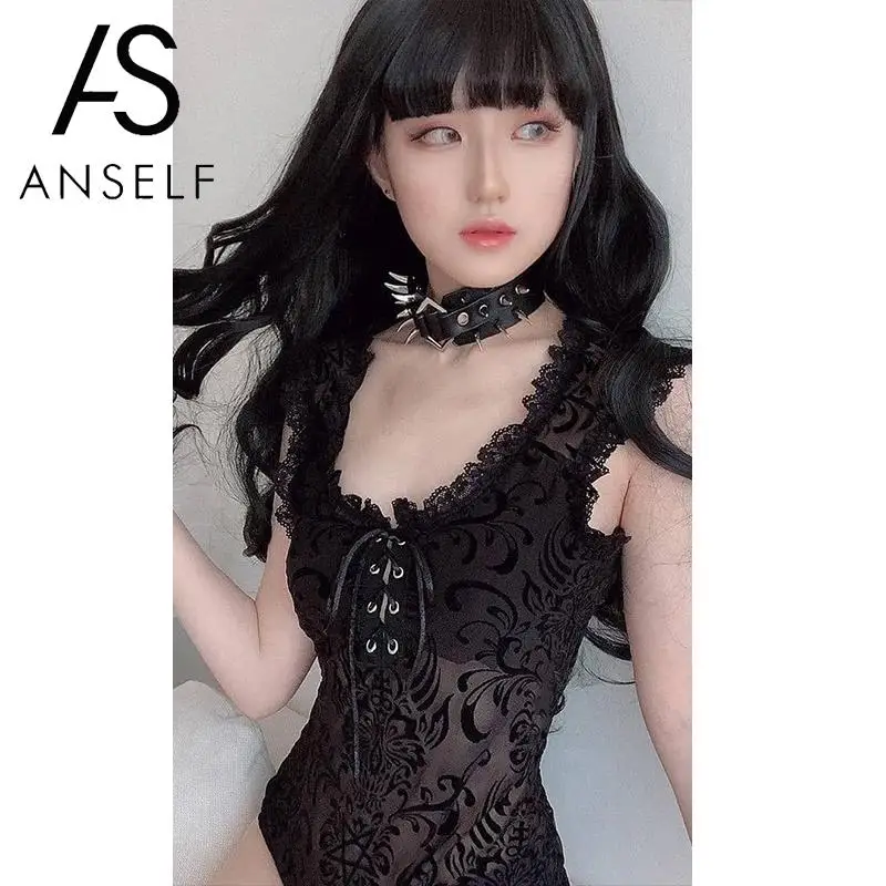 Женский комбинезон без рукавов прозрачное Сетчатое кружево Клубное боди для