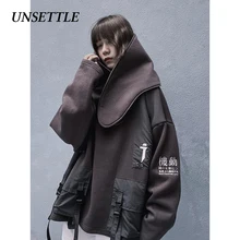 UNSETTLE японские толстовки для мужчин/женщин хип-хоп Повседневная Уличная одежда съемные толстовки с капюшоном Harajuku Мужская Толстовка Оверсайз