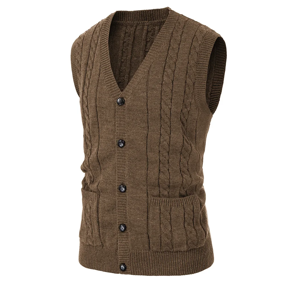 Men suit vest fashion fashion Sleeveless Plaid Checks Mens V-Neck Sweaters vest Loose Solid Button Fit Knitting Casual Clothing