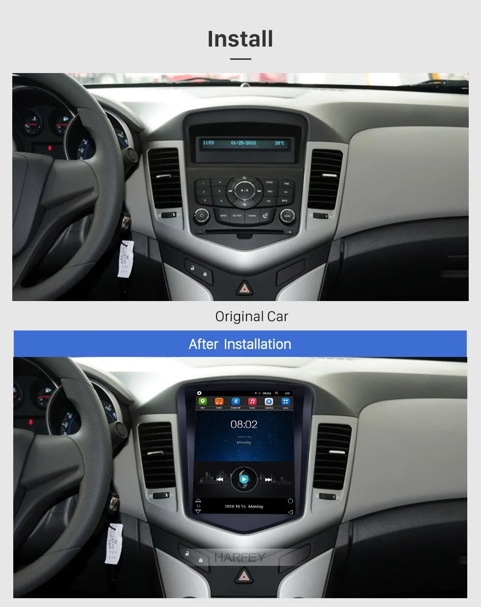 Harfey Автомагнитола Android 9,1 стерео 9,7 ''gps 2+ 32 ГБ для chevy Chevrolet Classic Cruze 2008 2009 2010 2011-2013 головное устройство плеер