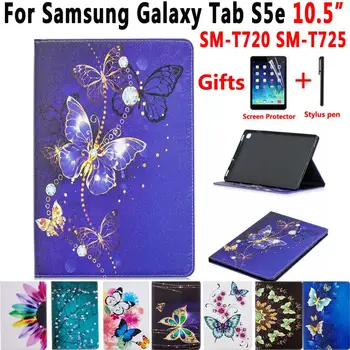 

Case For Samsung Galaxy Tab S5e 10.5 2019 T720 T725 SM-T720 SM-T725 Cover Funda Tablet Painted Shockproof Stand Shell +Film+Pen