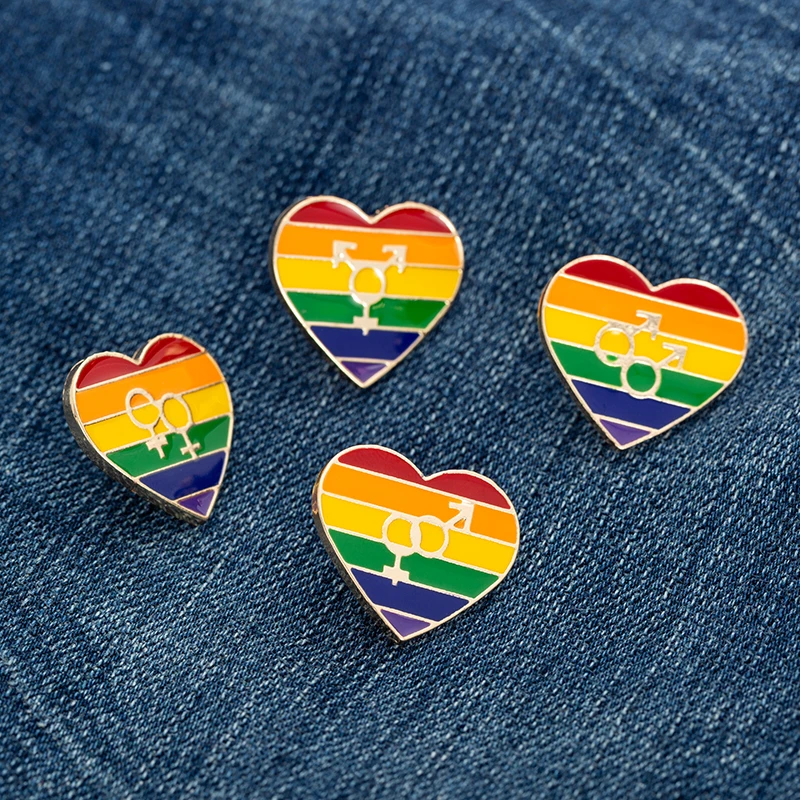 Rainbow Heart LOVE IS LOVE Gay Pride LGBT Brooch LESBIAN ENAMEL Badge UNISEX