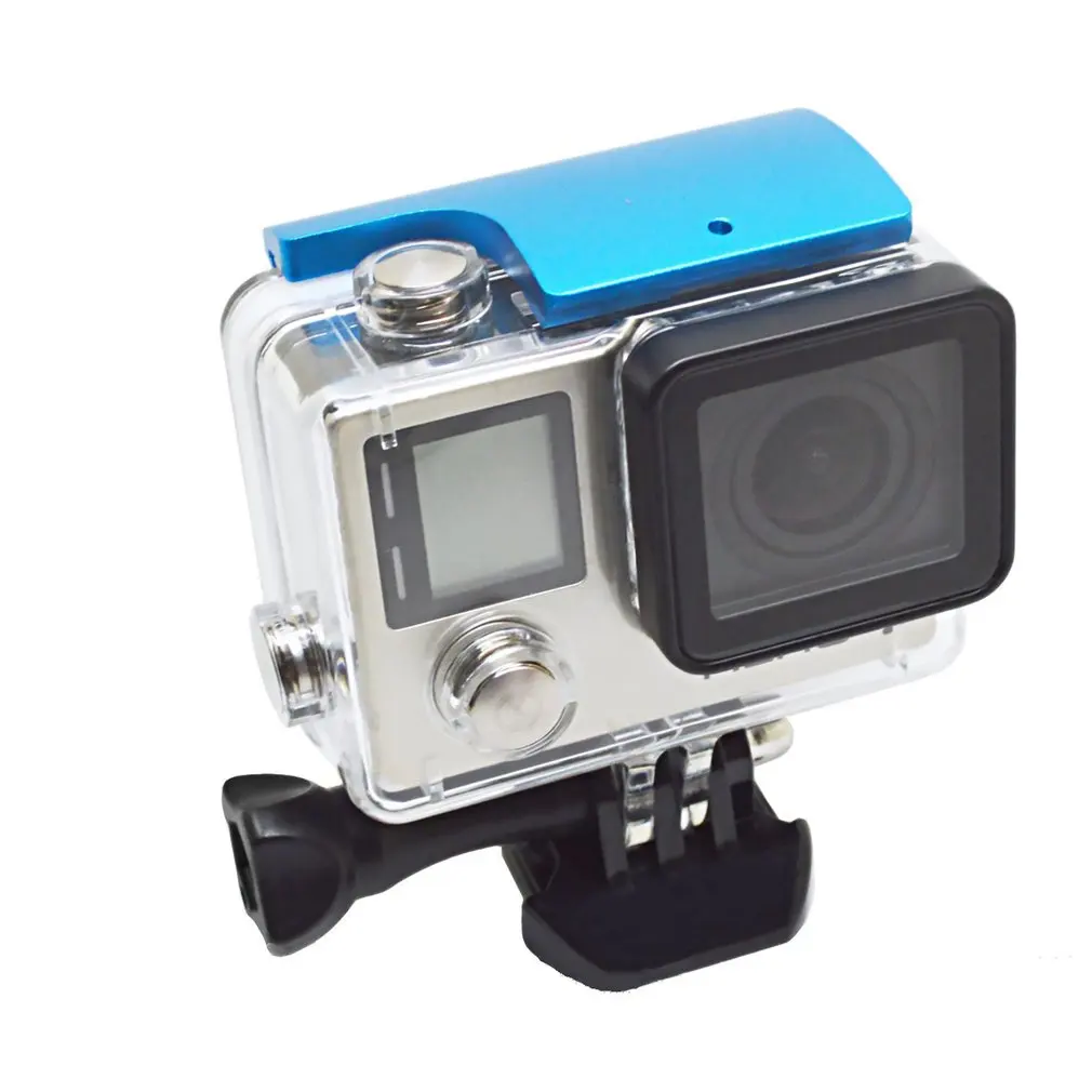 CNC алюминиевый сплав задняя дверь замок-пряжка для GoPro Hero 4 3+ стандартный чехол для камеры крепление Go Pro Hero 4 аксессуар для камеры - Colour: Blue