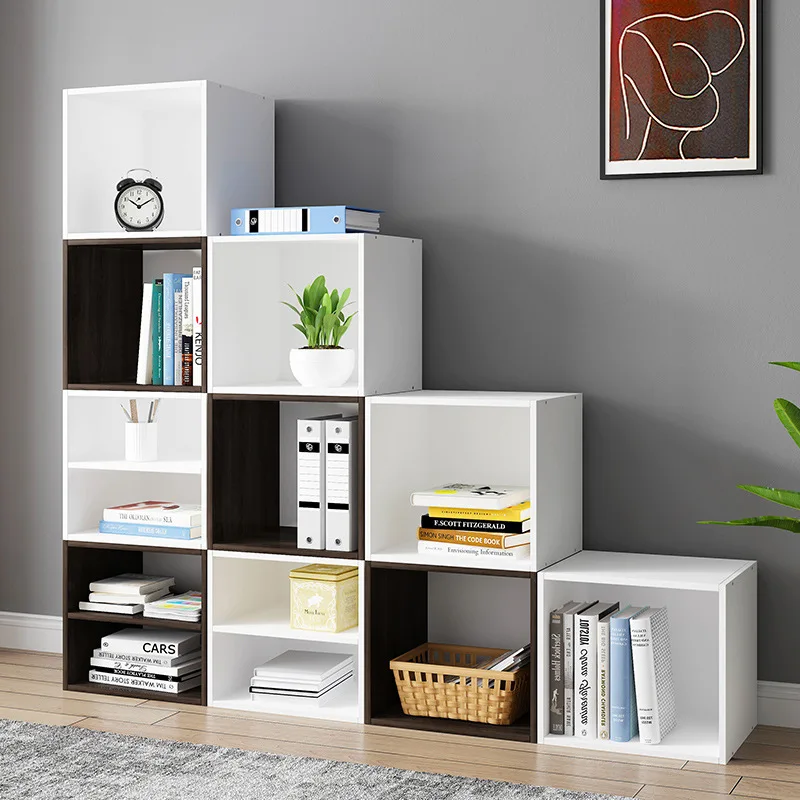 

Bookshelf Storage Shelf Floor Multi-functional Minimalist Modern Bookcase Cabinet Plaid Cabinet Creative Combination Storage Cab