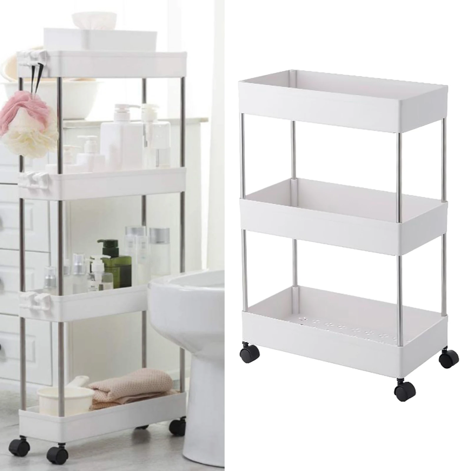 Trolley kitchen rack with wheel mobile floor storage shelf multi-layer bathroom
