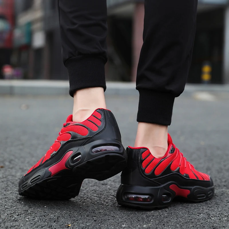 Мужские кроссовки с дышащей сеткой, удобные, с воздушной подушкой, уличные, для ходьбы, Красные кроссовки, большие размеры 39-46, мужская обувь