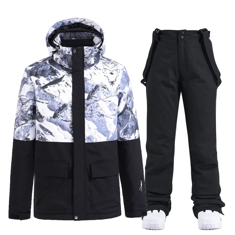 Winter Super Warm Ski Suit Men Women Windproof Waterproof Snowboarding Jackets Pants Male Snow Costumes Overalls Plus Size 3XL winter jacket ski jacket men snow jumpsuit