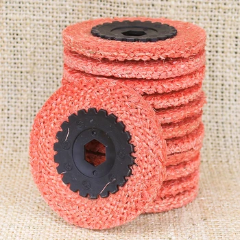 

1 PCS Stainless Steel Polishing Wheel Small Hemp Wheel 4 Inch Plastic Core Polishing Pad Buffing Pad Grinding Disc Random Color