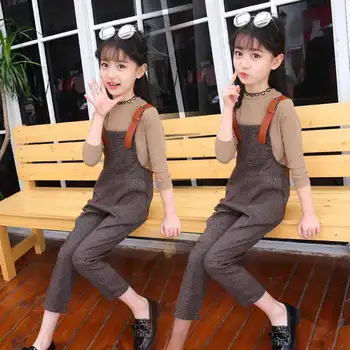 

Girl Clothes Set Spring Autumn Clothes for Girl Long Sleeve Top + Fashion Overalls Children Outfits Size 6 8 10 12 14 Years