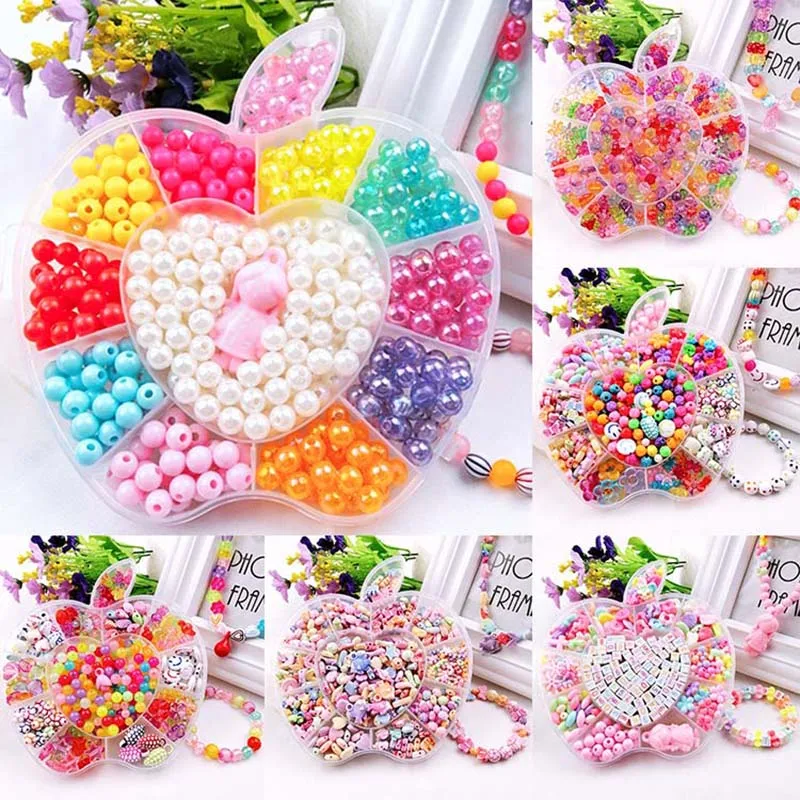 

Children Beads Fruit Style Box Set DIY Handmade Bead Toy Necklace Building Kit Girl Weaving Bracelet Jewelry Making Toy Gift