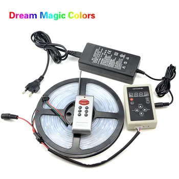 

5M RGB LED Strip light Addressable Control Dream Magic Color IP67 Waterproof 5050 Tape Diode DC 12V+ Remote Control +5A Adapter