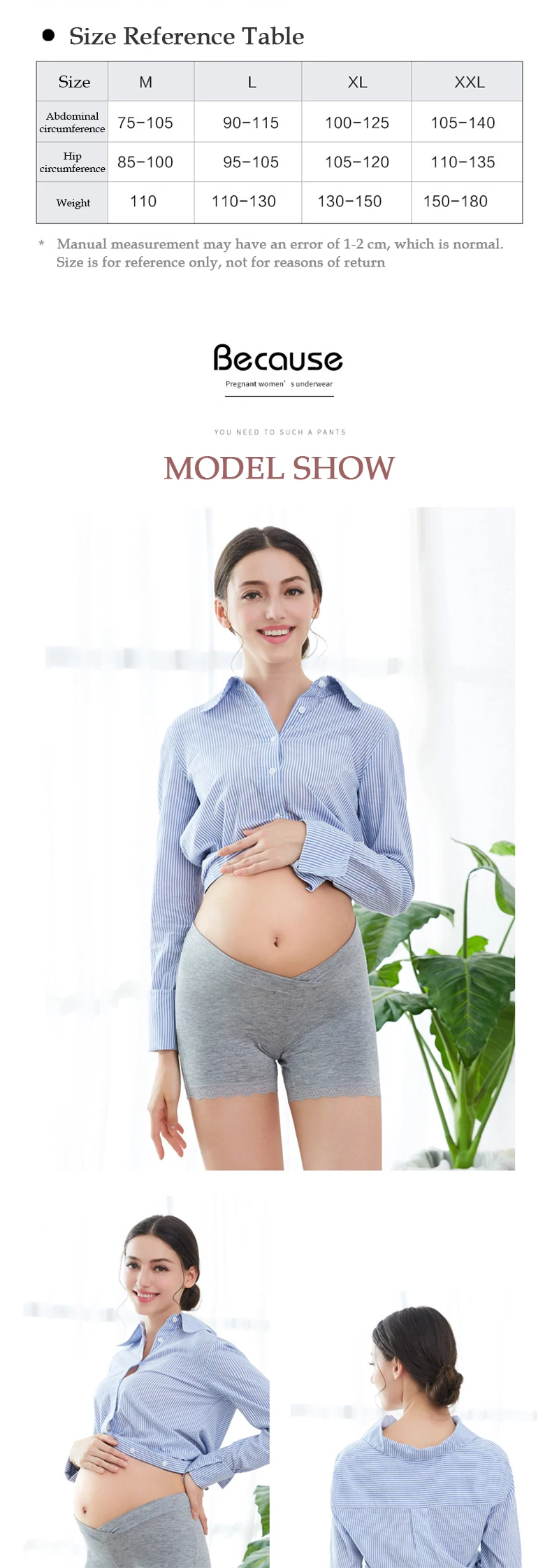 2-Pieces Lace Pregnant Flat Stomach Lift Pants Low& High-waist Seamless Underwear Breathable Cotton Pregnant Women Safety Pants