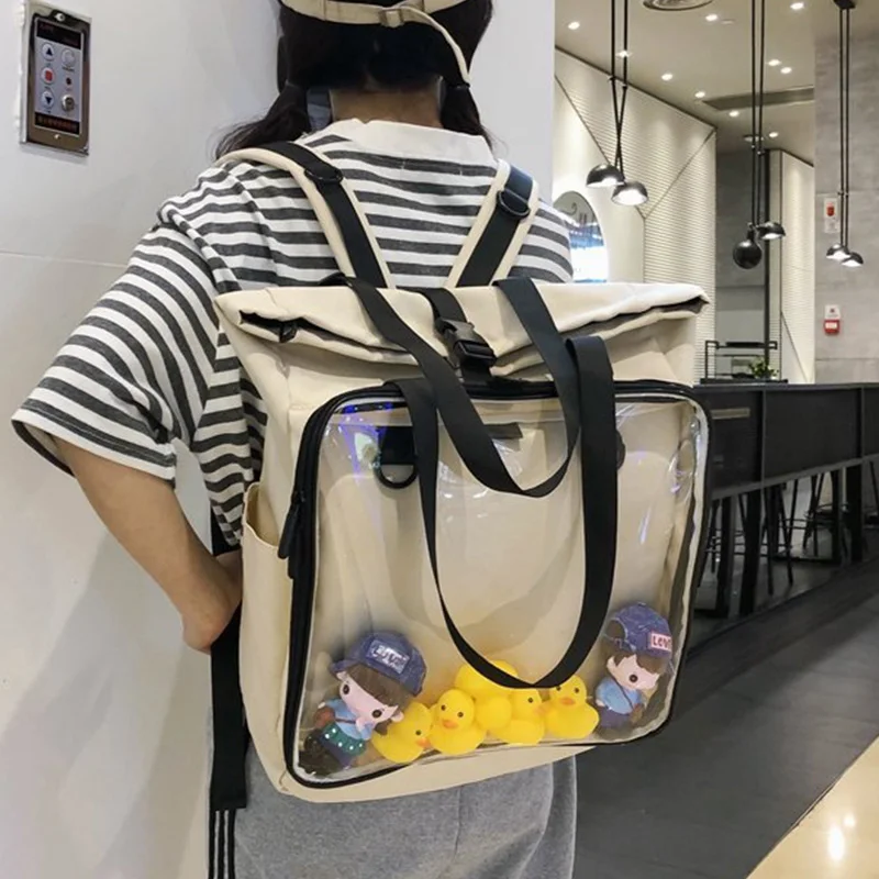 Kawaii Backpack Ita-Bags Clear-Pocket Large-Capacity Women Shoulder Girls DIY for Transparent